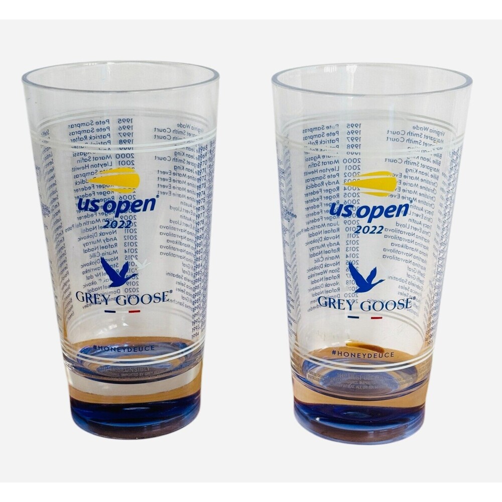 US OPEN 2022 GREY GOOSE HONEY DEUCE PLASTIC CUP TUMBLER NEW SET OF 2